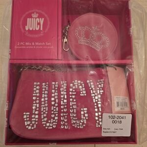 Juicy Couture NWT 2 Piece Mix & Match Pink Convertible Wristlet & Circular Pouch